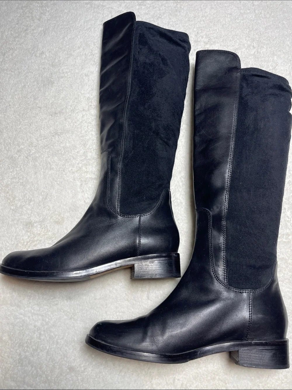 Cole Haan Black Over-the-Knee Leather & Stretch Fabric Boots Size 8B